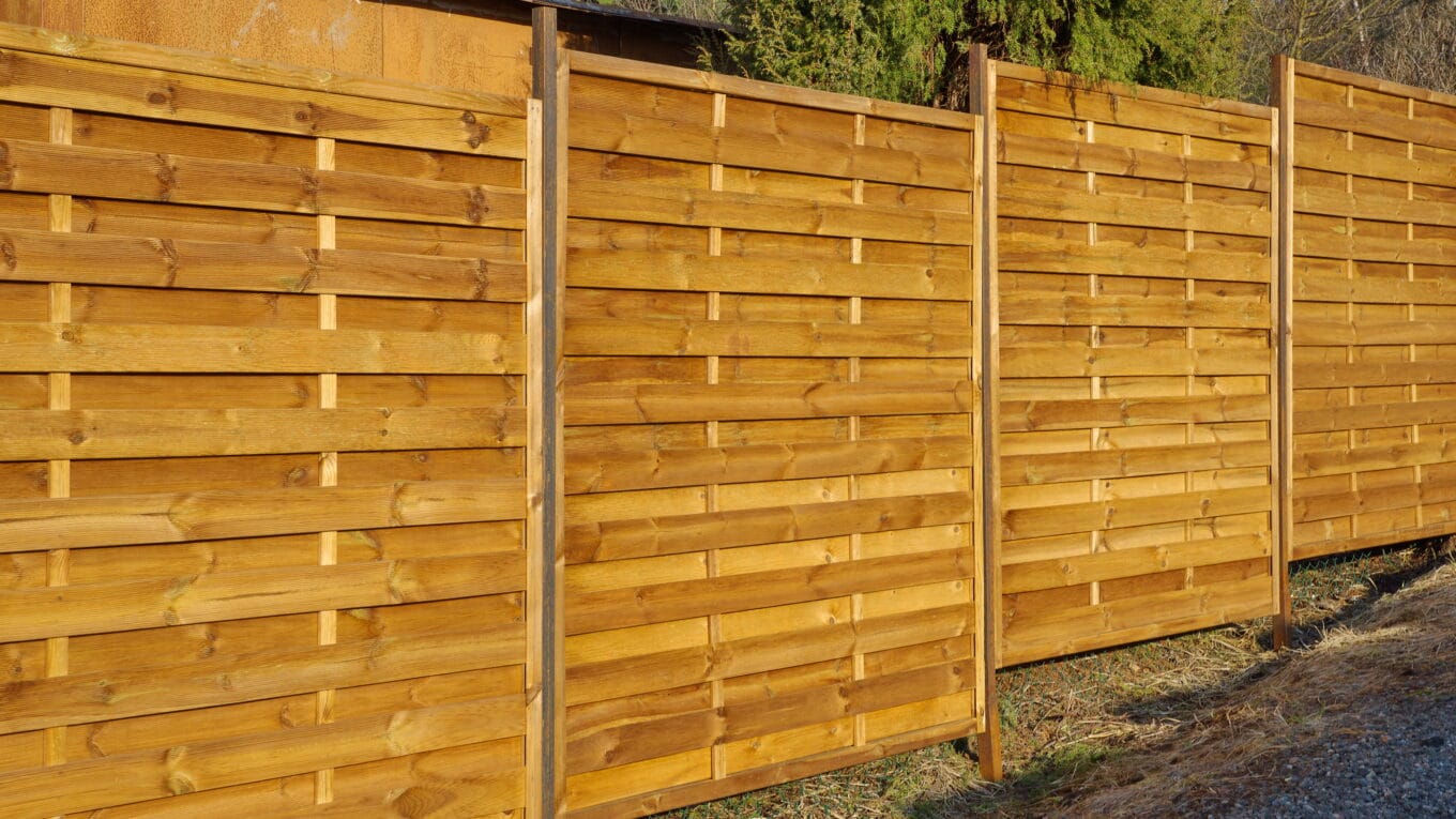Beautiful wooden fence in spring